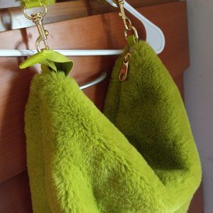 Lime ugg soft faux fur shoulder bag.